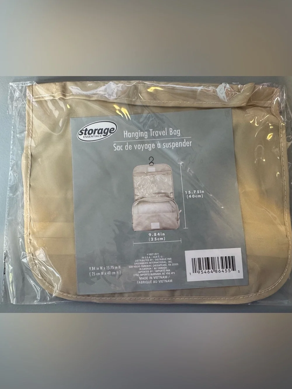 Beige zippered Hanging Travel Bag - Compact Organizer travel on the go